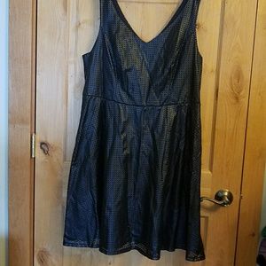 Faux leather cut out swing dress